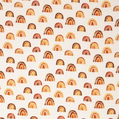 Musselin | THEA Regenbogen Erdtöne | weiß